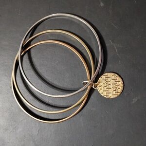 Dooney & Bourke Copper Gold Silver Tone Bangle Bracelet Set with Logo Tag
